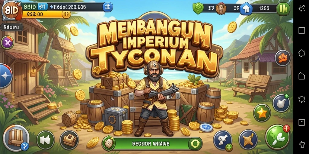 Screenshot gameplay dari 8ID yang menampilkan pembangunan bisnis Tycoon.