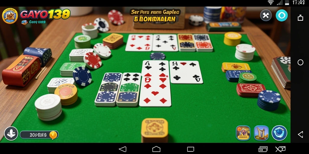 Screenshot gameplay GAYO138 dengan tampilan kartu Gaple menarik.