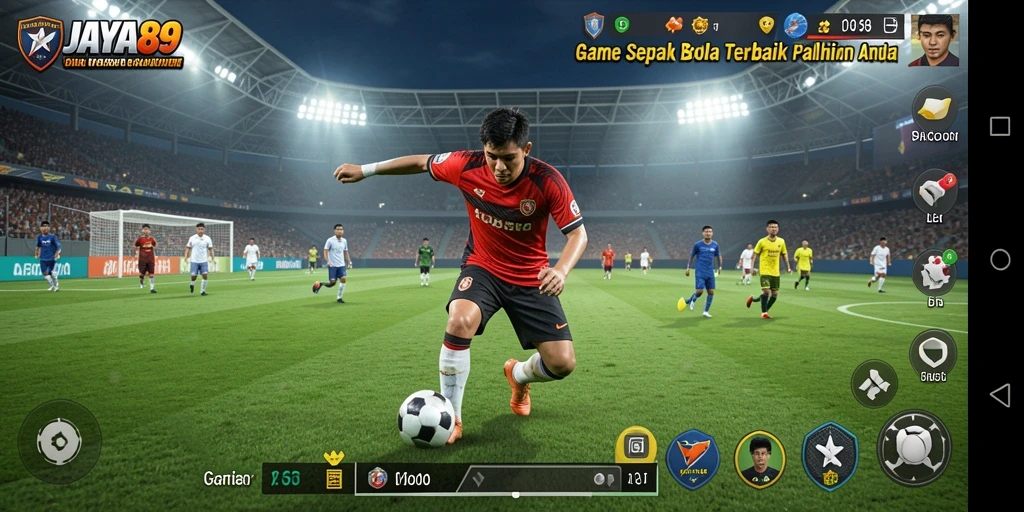 Screenshot JAYA89 menampilkan momen mendebarkan dalam pertandingan sepak bola.