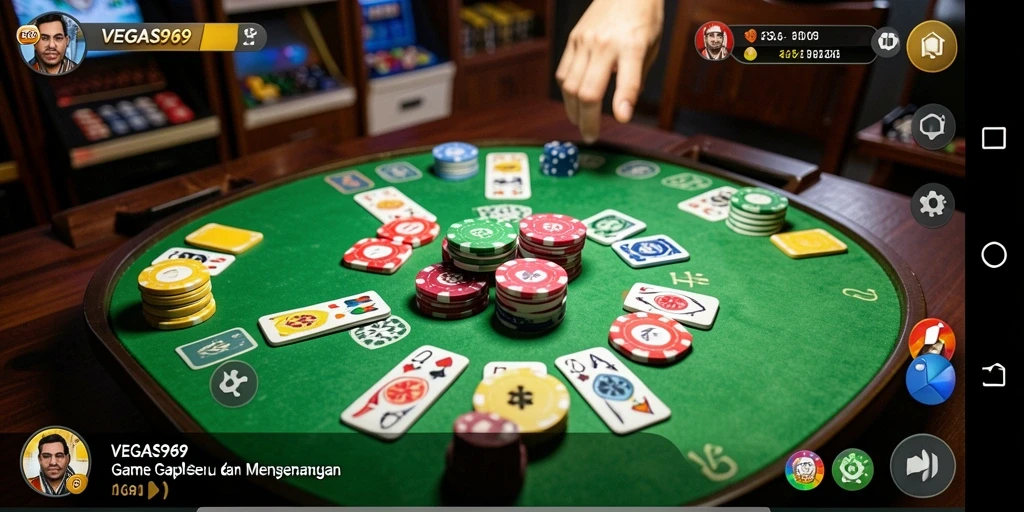 Tampilan screenshot gameplay Gaple di VEGAS969 yang seru dan menarik.